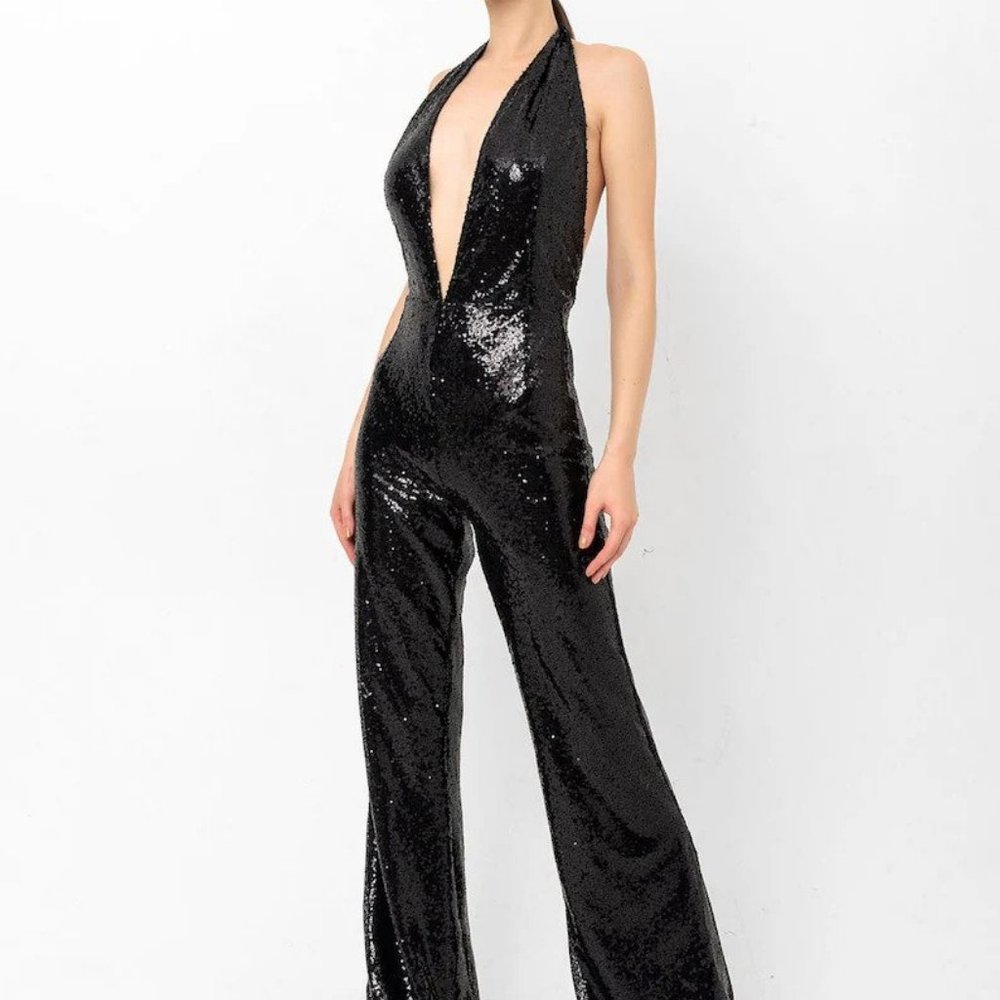 COPY - Black Sequin Jumpsuit, Party Jumpsuit, Party Outfit, Disco Jumpsuit Medi…